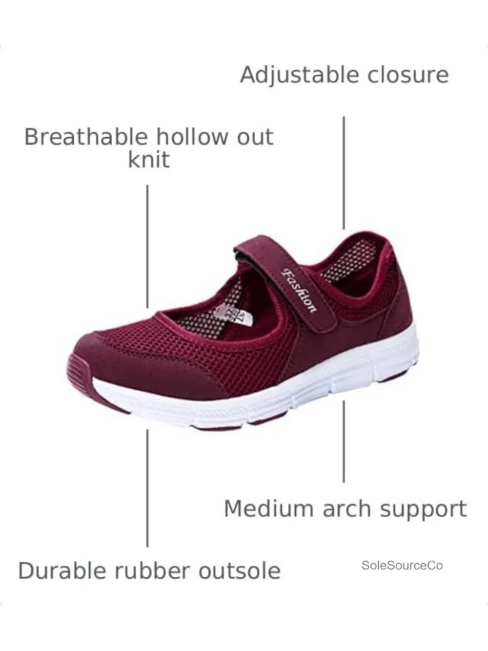 Women's Hollow Out Mary Jane Flat Shoes Breathable Knit Walking Shoes